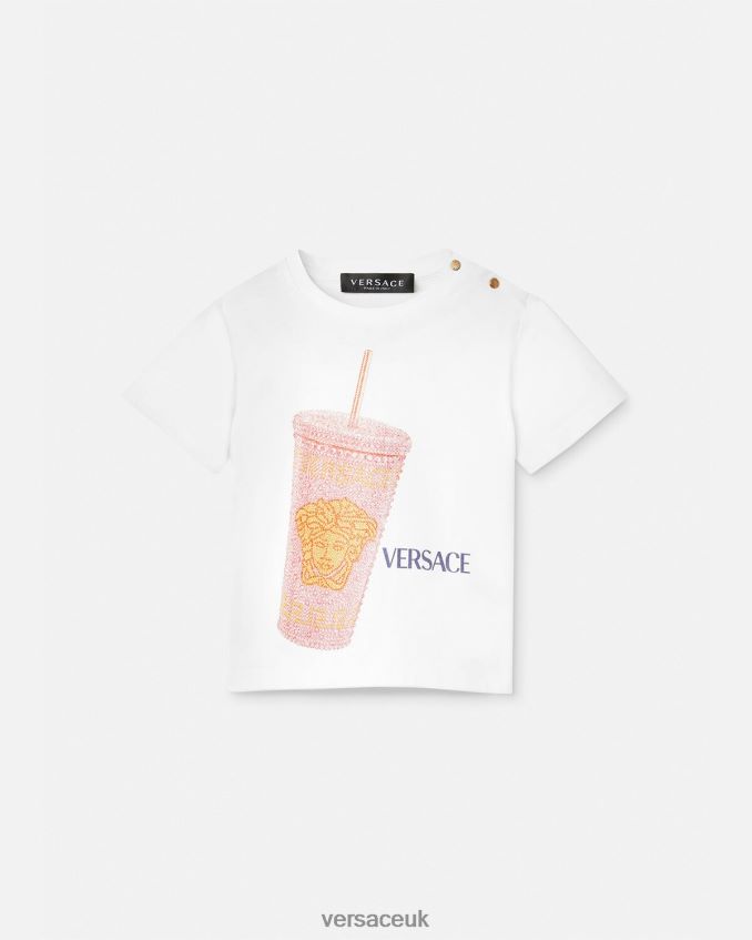 Children Versace Travel Mug Baby T-Shirt 6D2D061924 White & Print Clothing