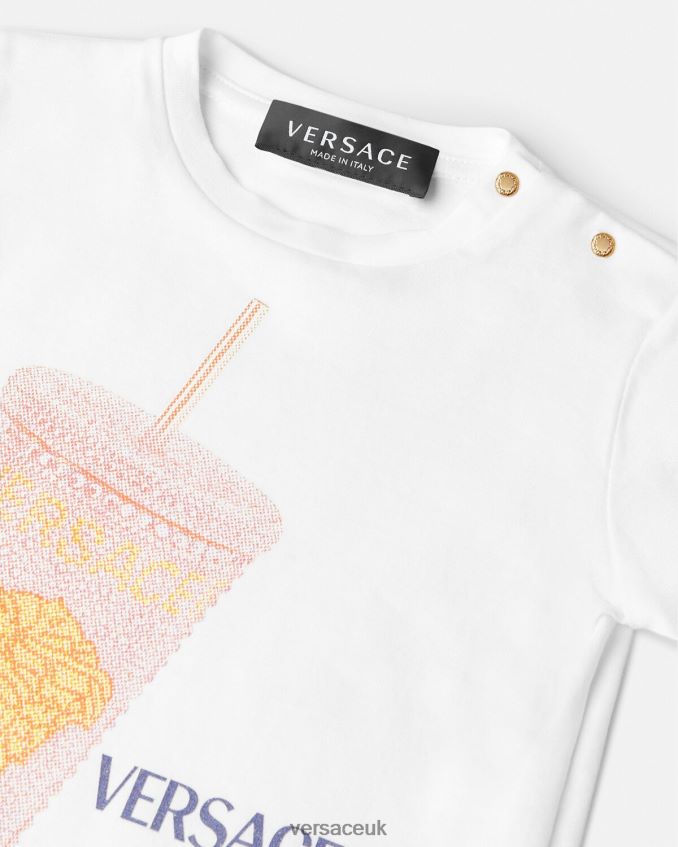 Children Versace Travel Mug Baby T-Shirt 6D2D061924 White & Print Clothing