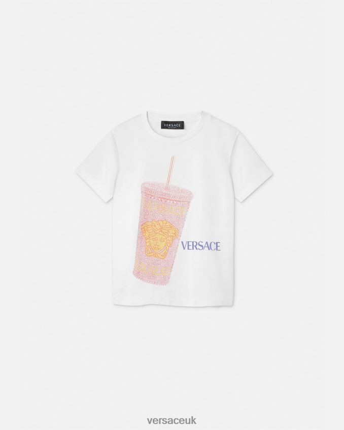 Children Versace Travel Mug Logo T-Shirt 6D2D062018 White & Print Clothing
