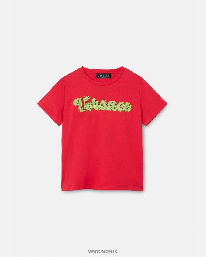 Children Versace Varsity Logo T-Shirt 6D2D062133 Red Clothing