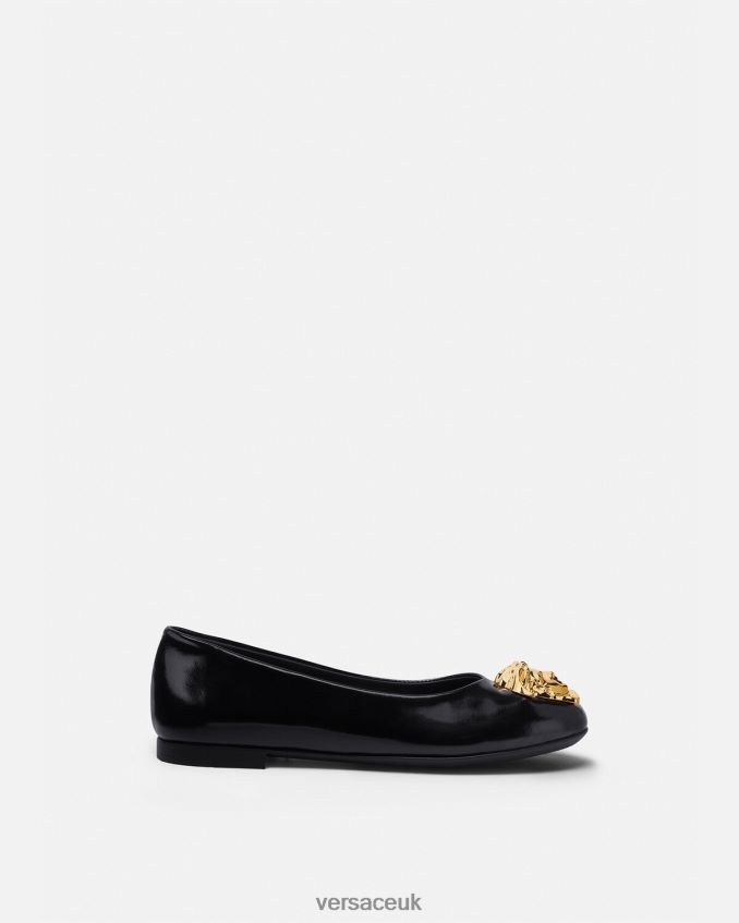 Children Versace La Medusa Ballerinas 6D2D062030 Black Shoe