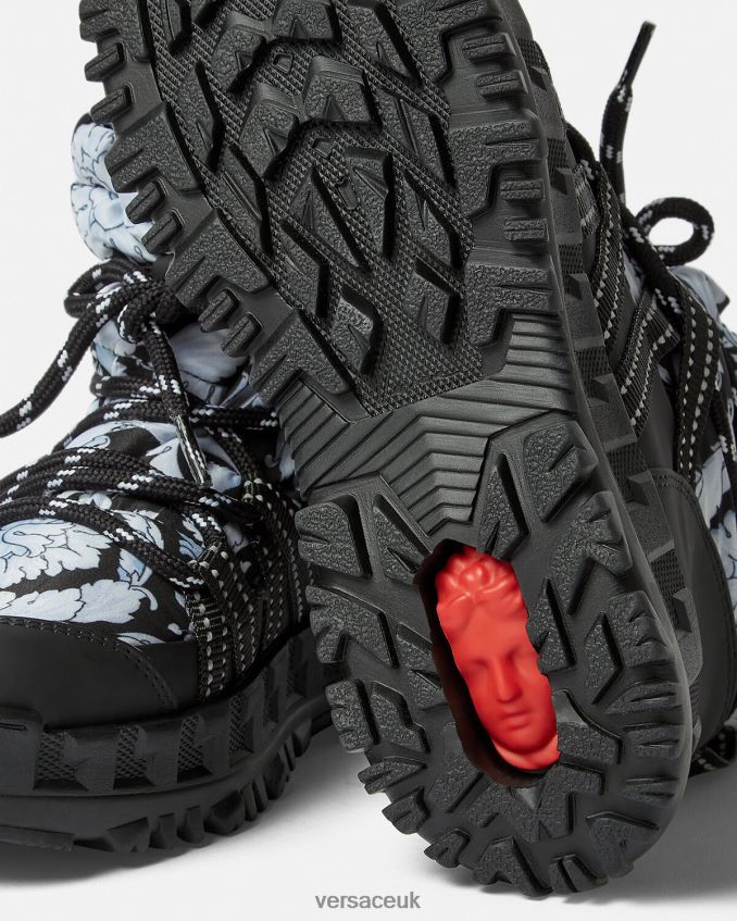 Children Versace Barocco Silhouette Snow Boots 6D2D062034 Black & White Shoe