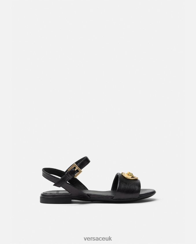Children Versace Crystal Heart Medusa Sandals 6D2D062031 Black Shoe