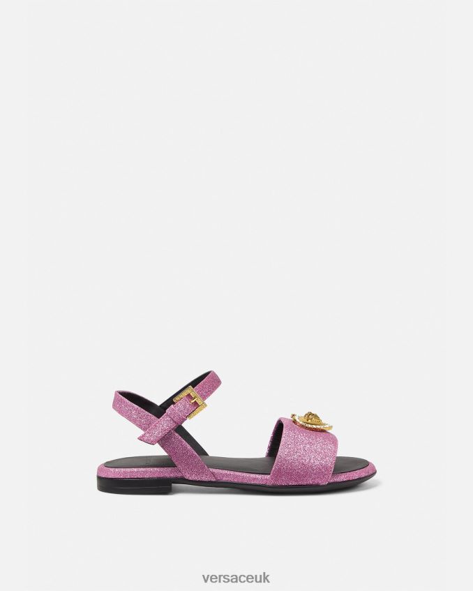 Children Versace Crystal Heart Medusa Sandals 6D2D062039 Pink Shoe