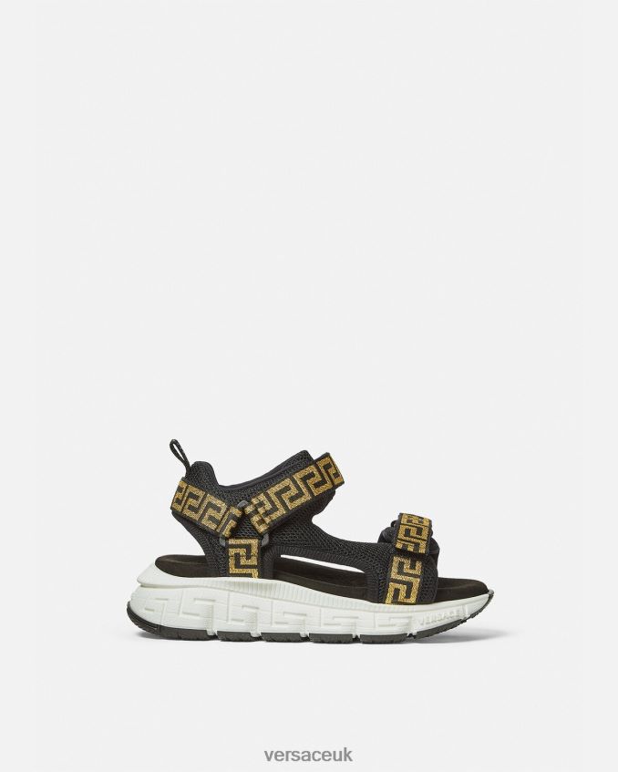 Children Versace Greca Sandals 6D2D062048 Black Shoe