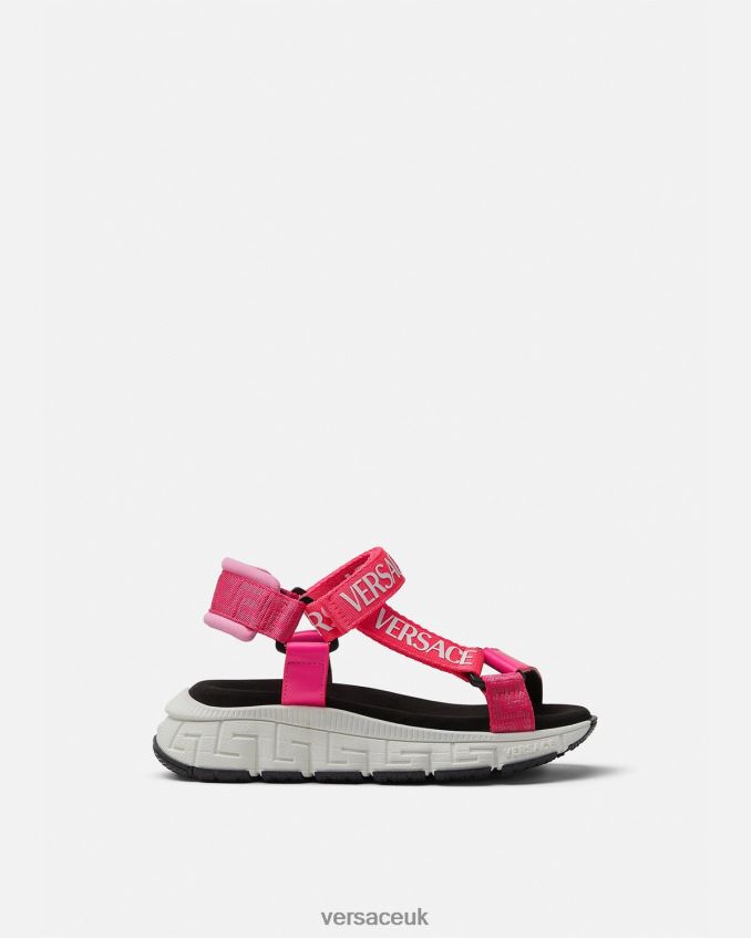 Children Versace Logo Trigreca Sandals 6D2D062044 Fuchsia Shoe