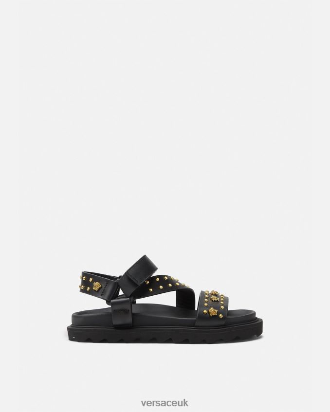 Children Versace Studded La Medusa Sandals 6D2D062041 Black Shoe