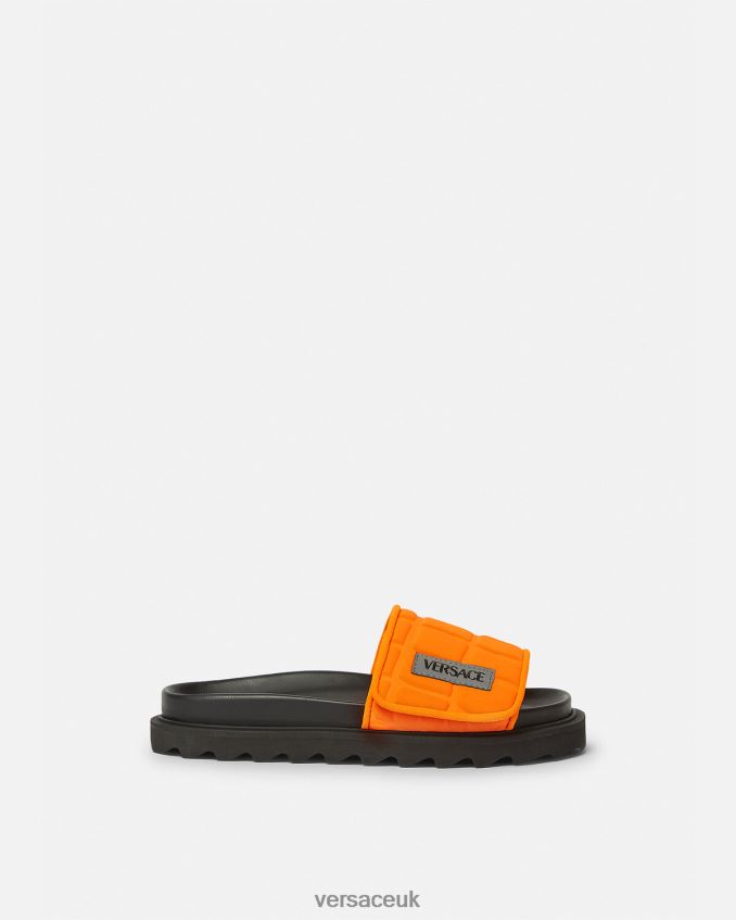 Children Versace Upcycle Logo Slides 6D2D062052 Orange Shoe