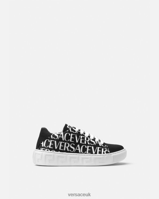 Children Versace Allover Greca Sneakers 6D2D062038 Black & Print Shoe