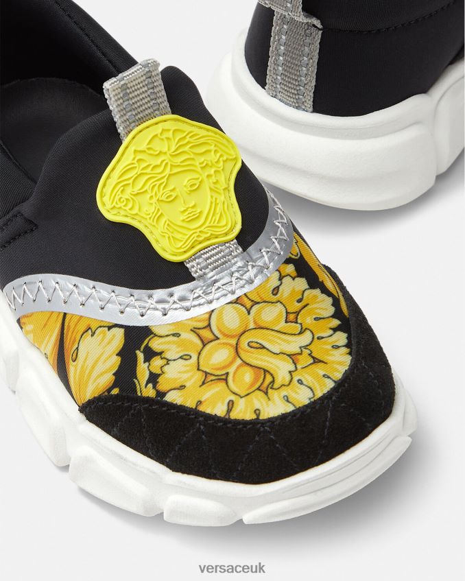 Children Versace Barocco Medusa Baby Sneakers 6D2D061877 Black & Print Shoe