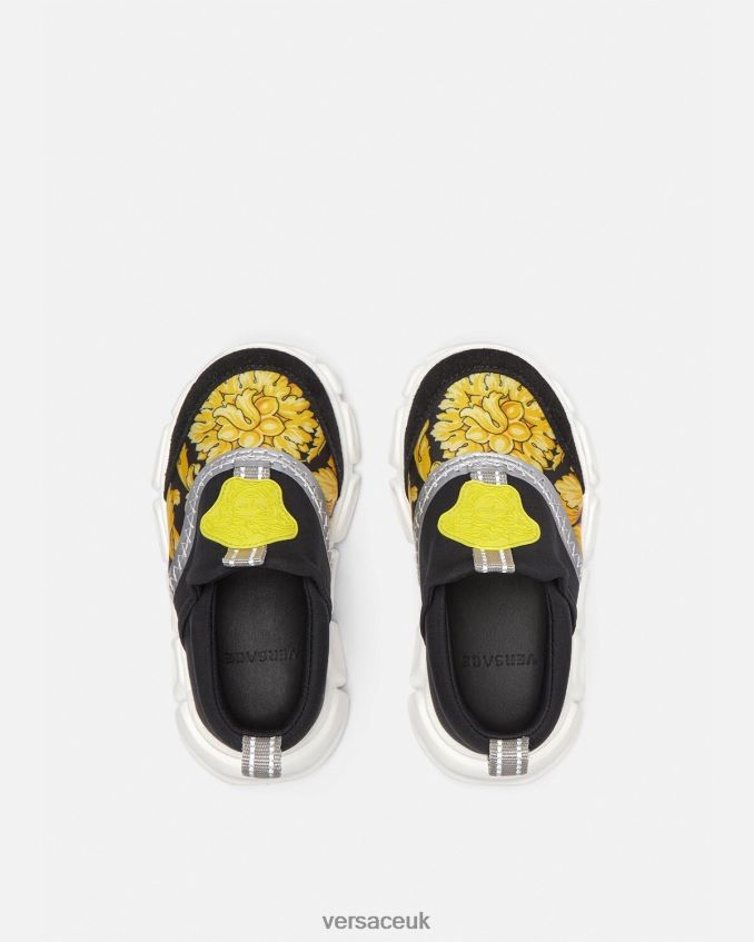 Children Versace Barocco Medusa Baby Sneakers 6D2D061877 Black & Print Shoe