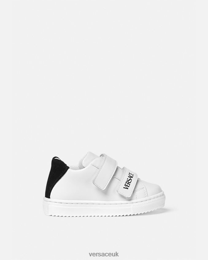 Children Versace Logo Baby Sneakers 6D2D061876 Black & White Shoe