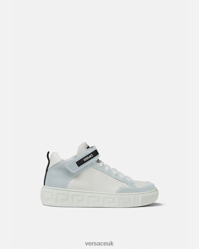 Children Versace Logo Greca Sneakers 6D2D062026 White & Silver Shoe