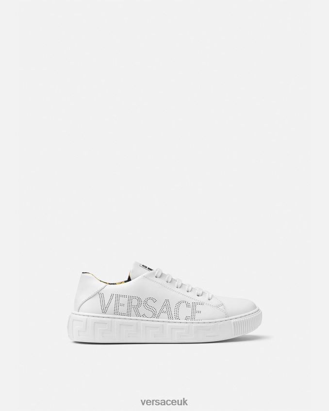 Children Versace Logo Greca Sneakers 6D2D062036 White & Print Shoe