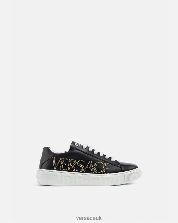 Children Versace Logo Greca Sneakers 6D2D062037 Black Shoe