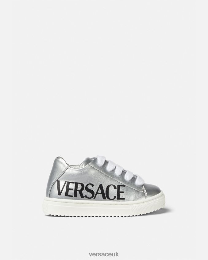 Children Versace Logo Metallic Baby Sneakers 6D2D061875 Print Shoe