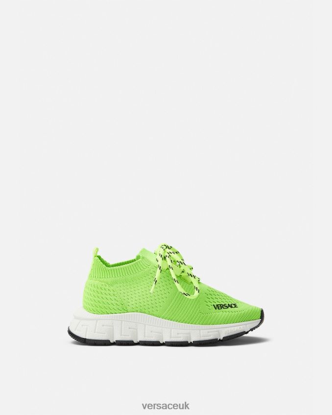 Children Versace Trigreca Knit Sneakers 6D2D062047 Lime Shoe