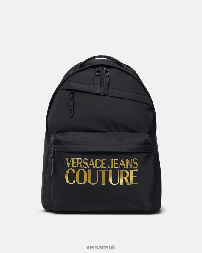 Men Versace Logo Couture Backpack 6D2D062492 Black & Gold Accessories