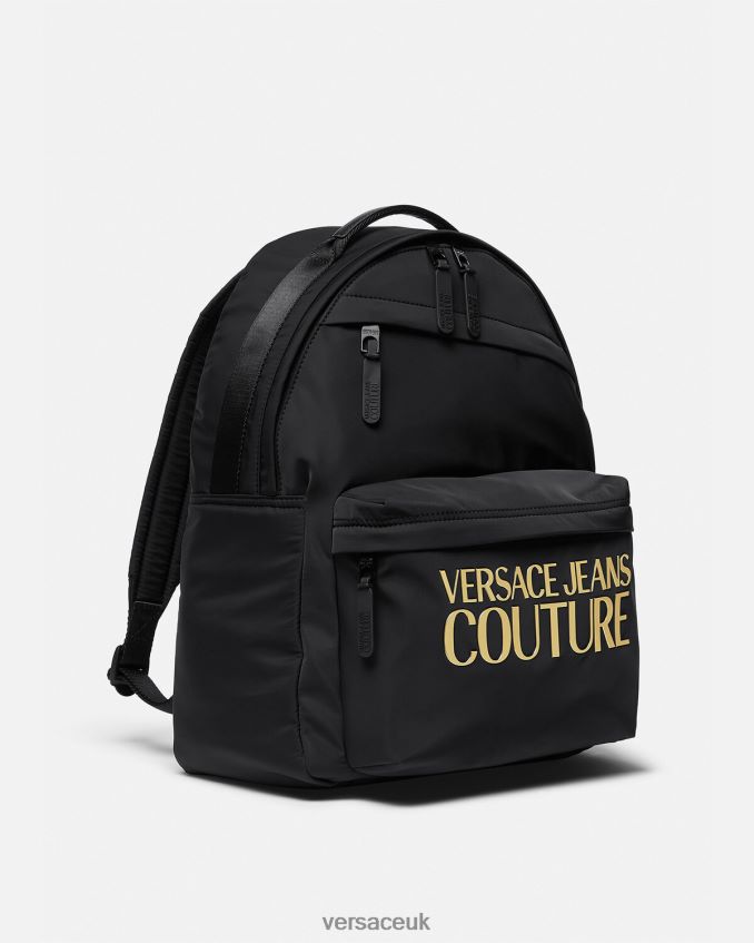 Men Versace Logo Couture Backpack 6D2D062492 Black & Gold Accessories