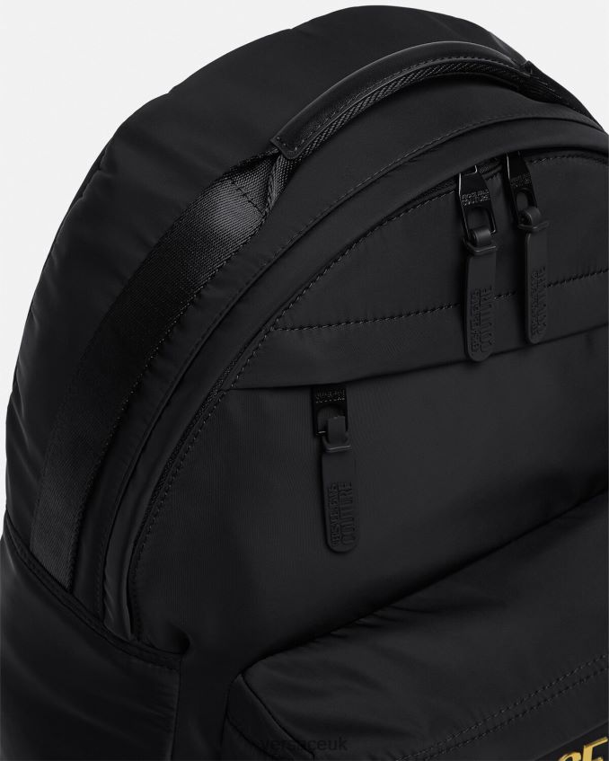 Men Versace Logo Couture Backpack 6D2D062492 Black & Gold Accessories