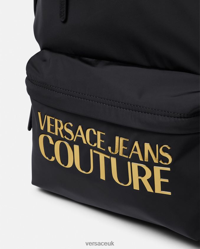 Men Versace Logo Couture Backpack 6D2D062492 Black & Gold Accessories