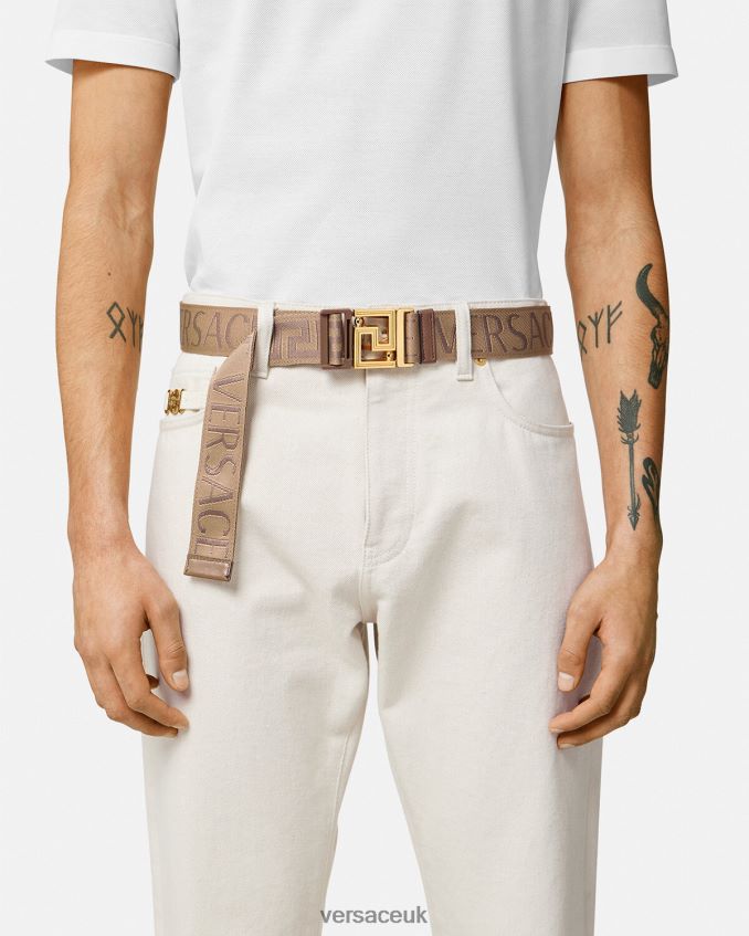 Men Versace Allover Reversible Belt 6D2D061612 Brown Accessories