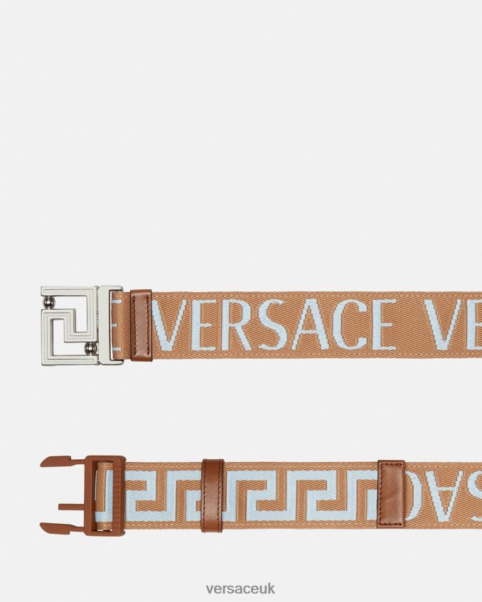 Men Versace Allover Reversible Belt 6D2D061613 Beige Accessories