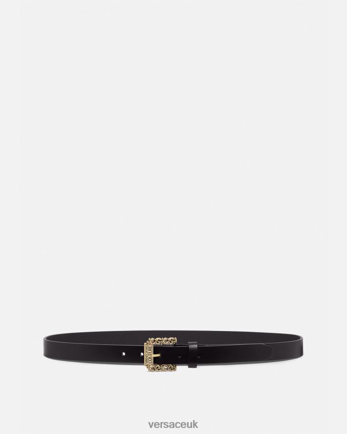 Men Versace Baroque Thin Atom Belt 6D2D062482 Black Accessories