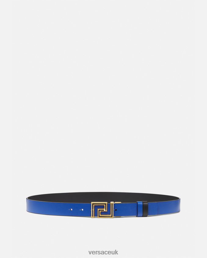 Men Versace Greca Reversible Leather Belt 6D2D061626 Blue Accessories