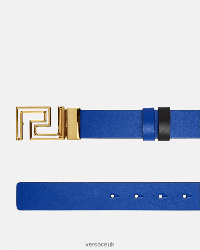 Men Versace Greca Reversible Leather Belt 6D2D061626 Blue Accessories