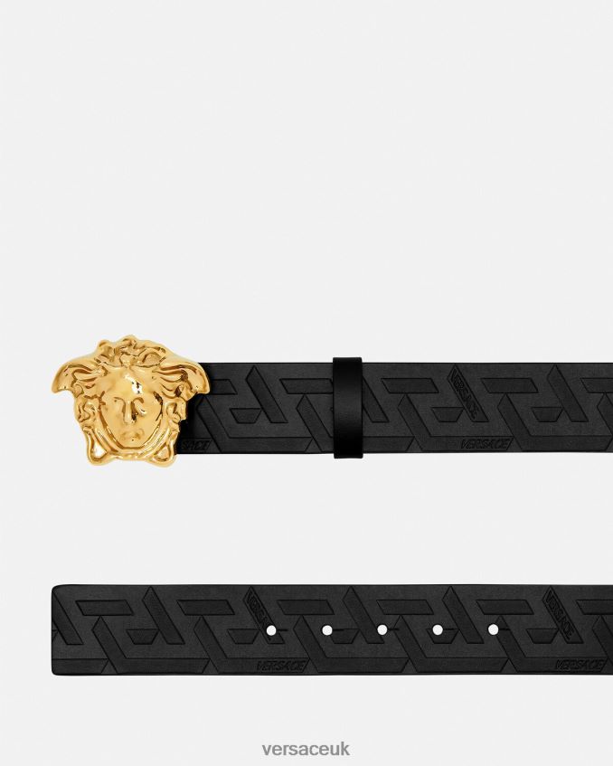 Men Versace La Medusa Greca Leather Belt 6D2D061623 Black Accessories