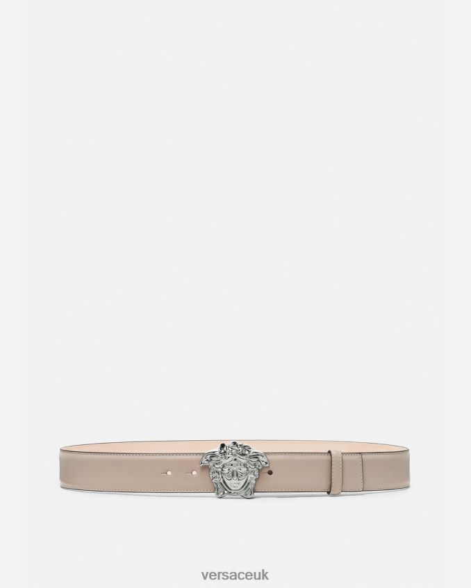 Men Versace La Medusa Leather Belt 6D2D061614 Beige Accessories