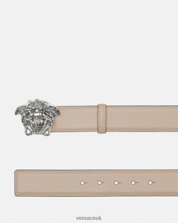 Men Versace La Medusa Leather Belt 6D2D061614 Beige Accessories