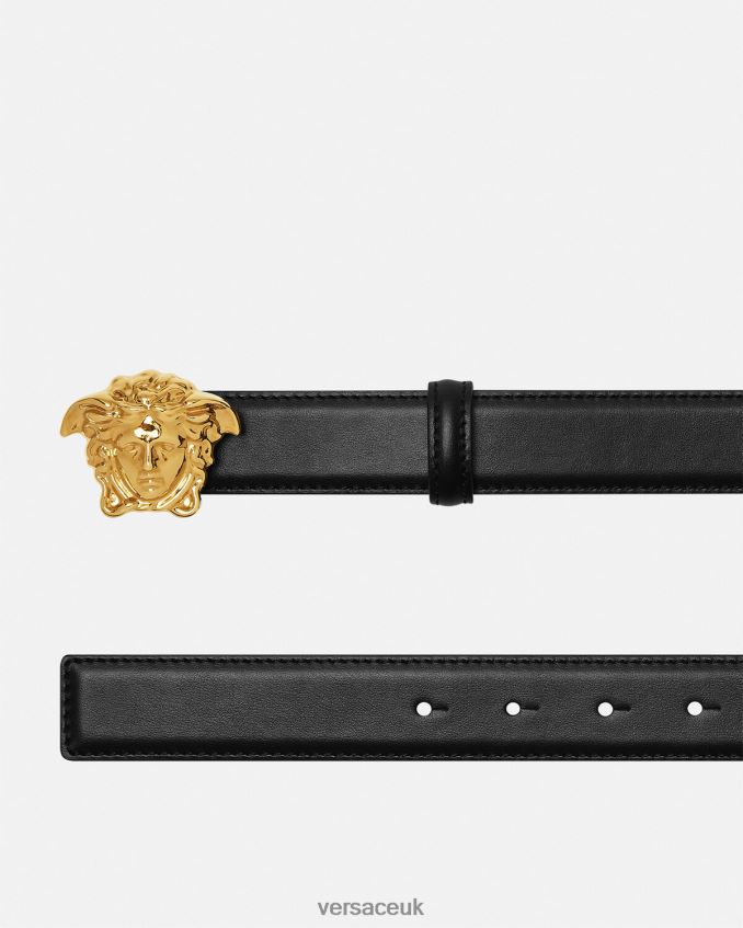 Men Versace La Medusa Leather Belt 6D2D061619 Black Accessories