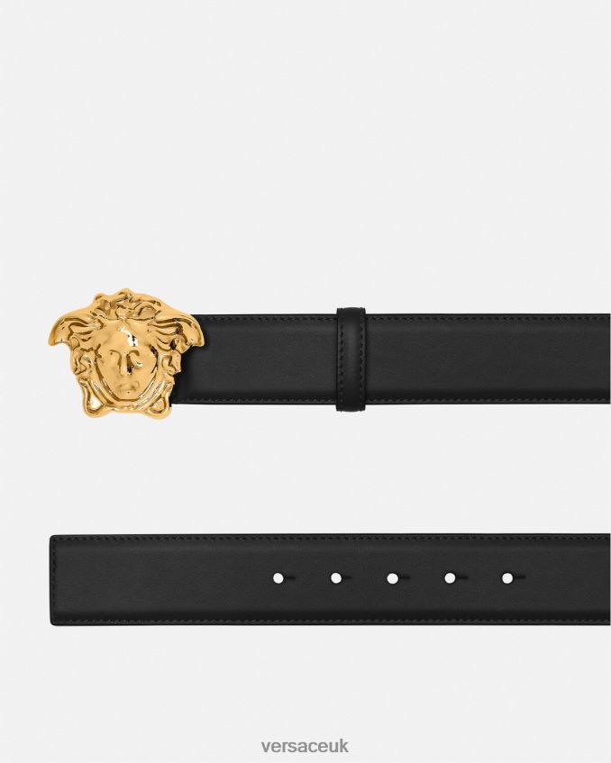 Men Versace La Medusa Leather Belt 6D2D061620 Black Accessories