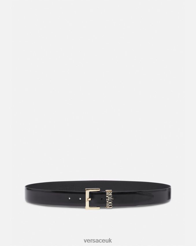 Men Versace Logo Belt 6D2D062479 Black & Gold Accessories