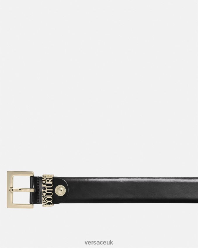 Men Versace Logo Belt 6D2D062479 Black & Gold Accessories