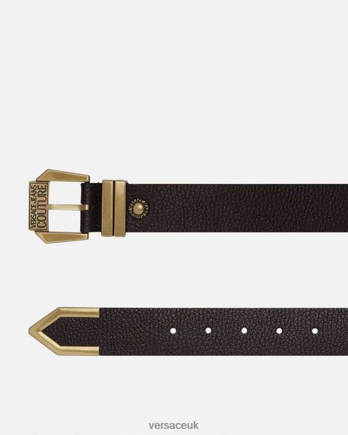 Men Versace Logo Belt 6D2D062500 Black & Gold Accessories