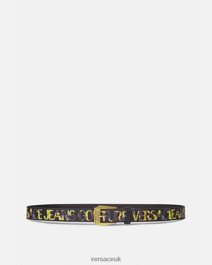 Men Versace Logo Couture Belt 6D2D062498 Black & Gold Accessories