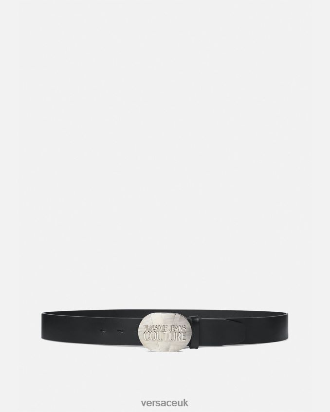 Men Versace Logo Rodeo Belt 6D2D062511 Black & Silver Accessories