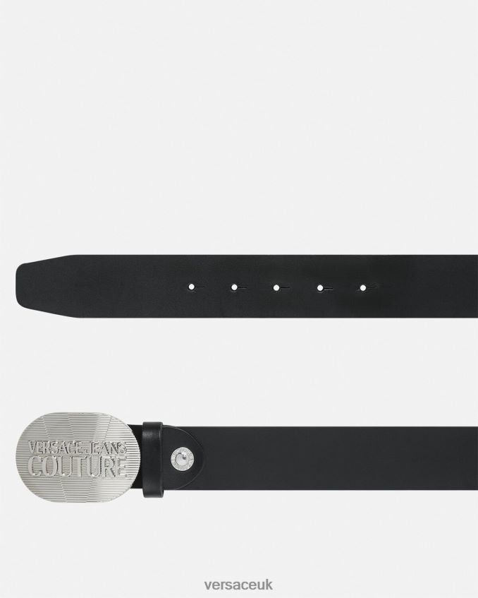 Men Versace Logo Rodeo Belt 6D2D062511 Black & Silver Accessories
