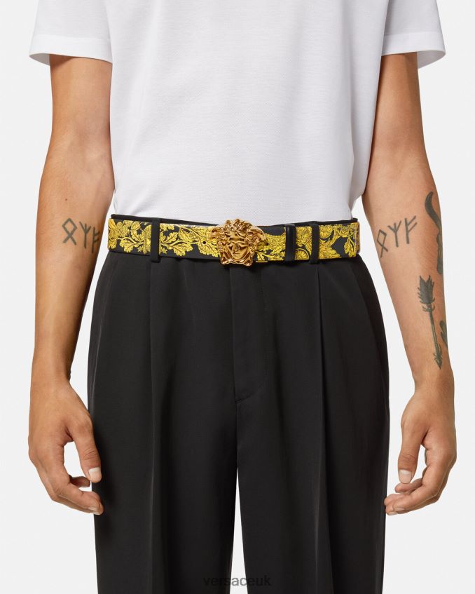 Men Versace Maschera Baroque Reversible Belt 6D2D061629 Print Accessories