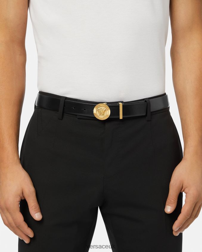 Men Versace Medusa Biggie Leather Belt 6D2D061609 Black Accessories