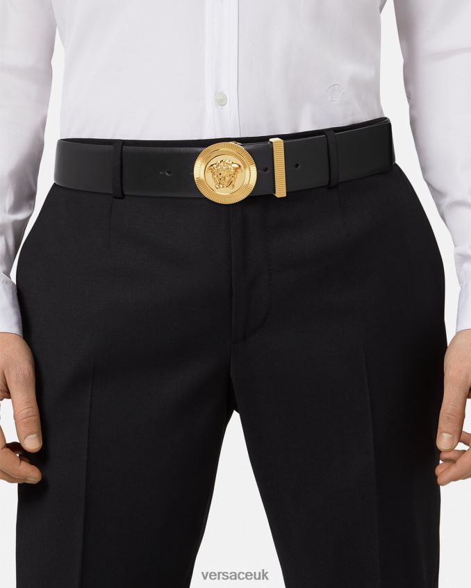 Men Versace Medusa Biggie Leather Belt 6D2D061611 Black Accessories