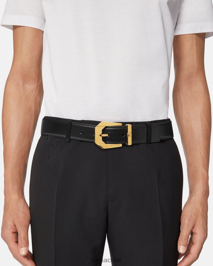 Men Versace Medusa Leather Belt 6D2D061616 Black Accessories