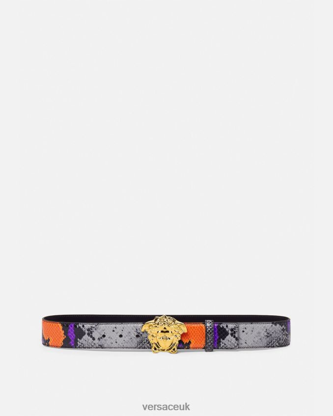 Men Versace Medusa Python Print Leather Belt 6D2D061631 Multicolor Accessories