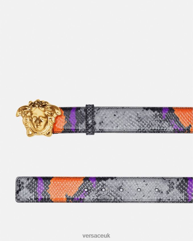 Men Versace Medusa Python Print Leather Belt 6D2D061631 Multicolor Accessories