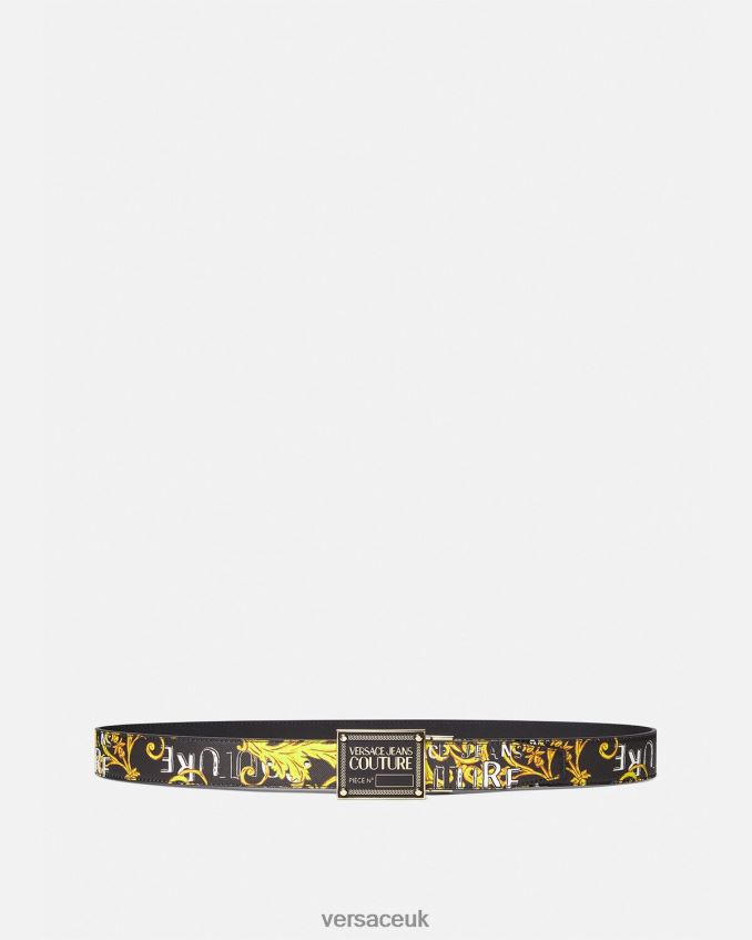 Men Versace Reversible Logo Couture Belt 6D2D062506 Black & Gold Accessories