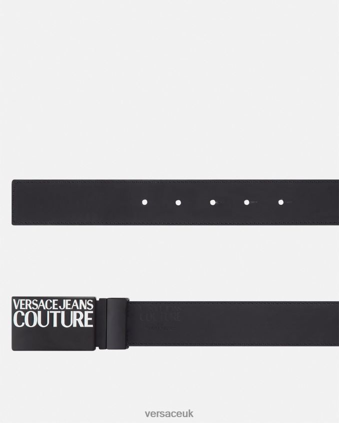 Men Versace Reversible Logo Couture Belt 6D2D062507 Black & Gray Accessories