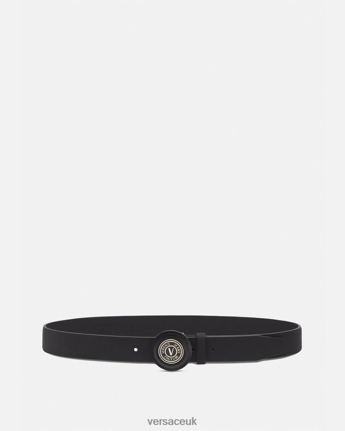 Men Versace V-Emblem Belt 6D2D062484 Black Accessories